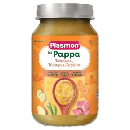 Plasmon Пюре от зеленчуци, бебешка паста и говеждо месо за деца 7М+