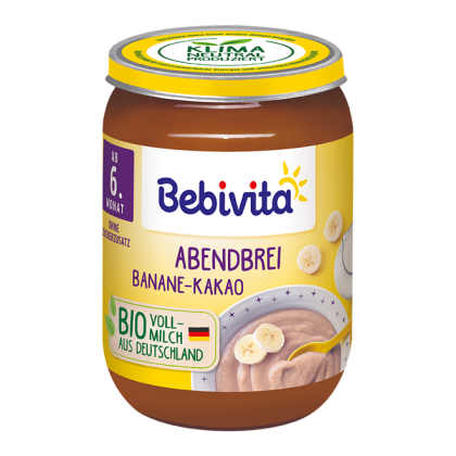 Bebivita Млечна каша "Лека нощ"  Грис ,Банан ии Шоколад Био пюре 6м+