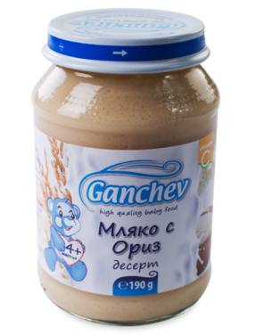 Ganchev десерт Мляко с Ориз пюре 4м+ 
