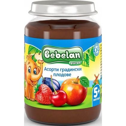 Bebelan Асорти градински плодове пюре 5м+