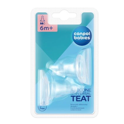 Canpol babies силиконов биберон за шише с широко гърло 6м+ 2бр