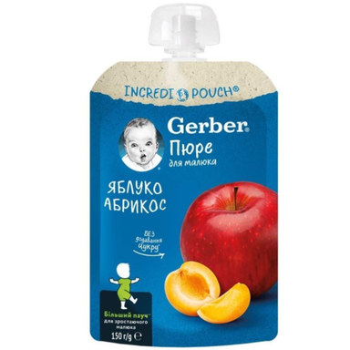 Gerber Пауч от ябълка и кайсия 6м+ 150 г