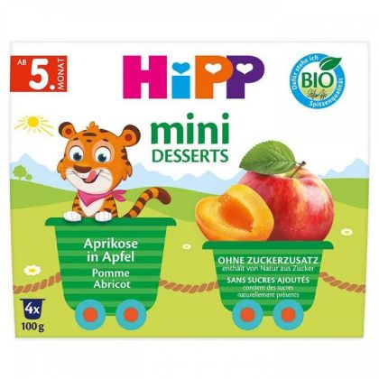 Hipp Био мини десерт Кайсии и Ябълки 5м+ 4х100гр