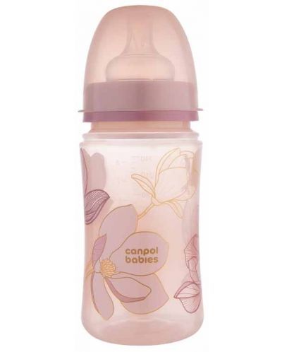 Canpol Anti-colic шише с широк накрайник розово 3м+ 240 мл