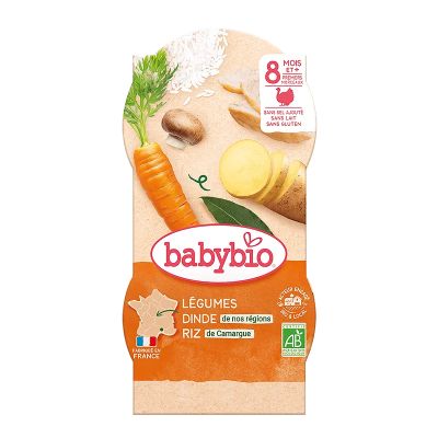 Babybio Био Меню с Пуешко и Ориз купа 8м+ 2х200 гр 