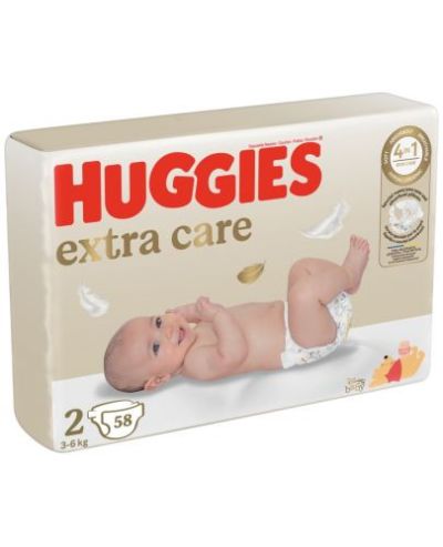Huggies Extra Care 2 Пелени  58 бр